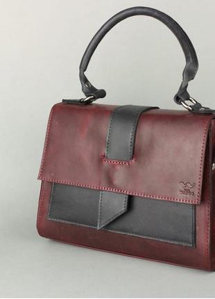 Сумка жіноча вінтажна натуральна шкіра марсала-синій crazy horse