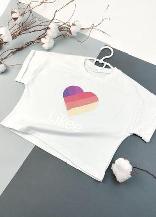 Футболка укороченная сердце лайки likee