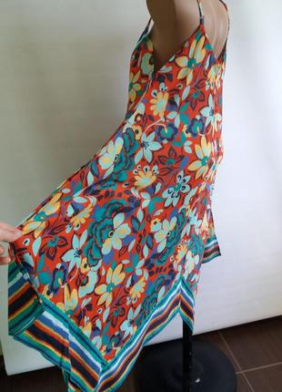 Интересный асиметричный яркий сарафан платье в цветочек из натуральной ткани модал бренда monsoon8 фото