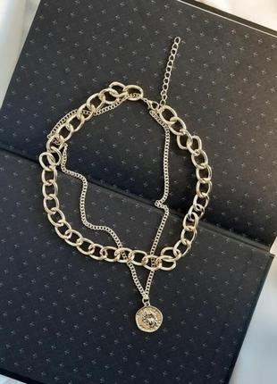 Нова подвійна ланцюжок з монеткою під золото і під срібло