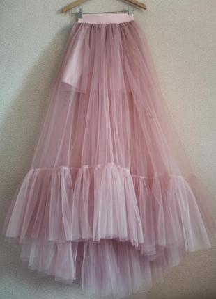 Спідниця зі шлецфом і рюшів фатиновая розріз по ніжці magelite