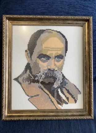 Портрет тараса григоровича шевченка. картина на стіну вишивка хрестиком т.г. шевченко