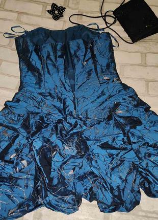 Красивое синие вечернее платье 👗2 фото