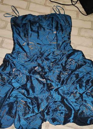 Красивое синие вечернее платье 👗3 фото