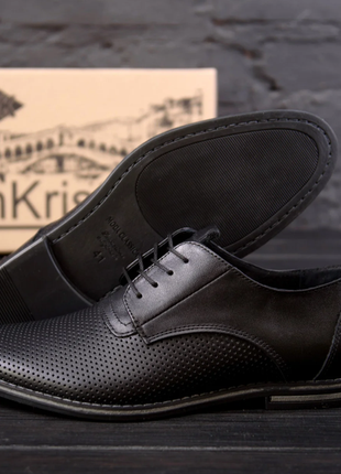 Чоловічі шкіряні літні туфлі vankristi classic black п 343 чк