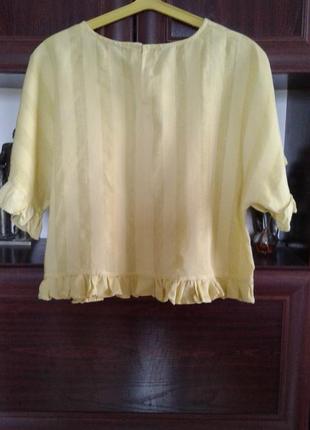 Блузка ,топ льняной желтый zara basic collection индия2 фото