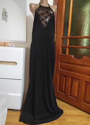 Длинное платье в пол черное с кружевом для фотосессии