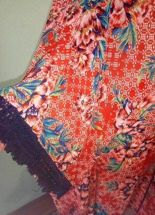 Шифоновая блузка накидка с бахрамой пижамный стиль2 фото