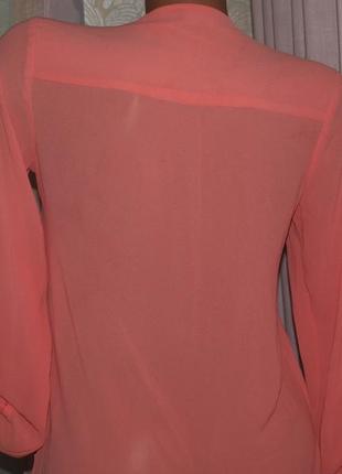 Удлинённая нежная блуза (s) лёгкая, летня, цвет персиково-розовый.5 фото