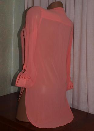 Удлинённая нежная блуза (s) лёгкая, летня, цвет персиково-розовый.6 фото