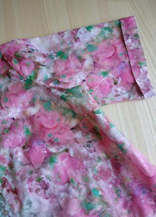 Рубашка розовая цветы винтажная гавайка акварельный принт хлопок xxl оверсайз4 фото