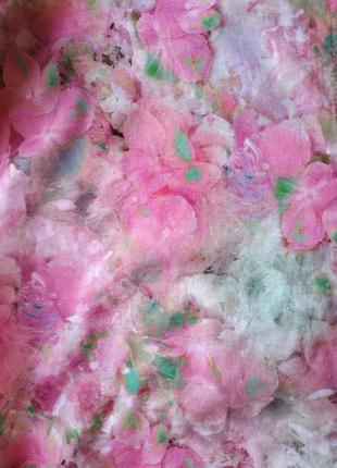 Рубашка розовая цветы винтажная гавайка акварельный принт хлопок xxl оверсайз5 фото