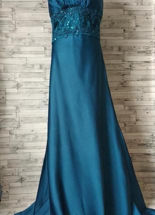 Довге вечірнє плаття темно бірюзове виридиан lautinel