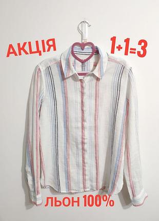 Рубашка з льону в полоску