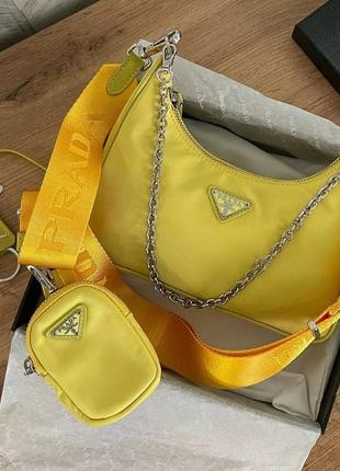 Сумка кросс боди желтая в стиле prada✨✨✨хит продаж