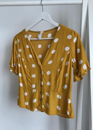 📎 жовта блуза в горох amisu 💛2 фото