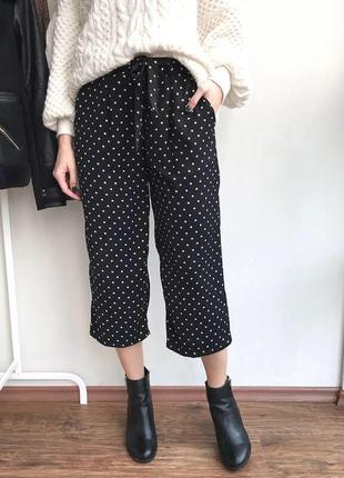 Кюлоты брюки в горошек с ремнем zara h&m mango