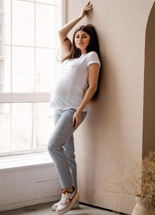 Штани для вагітних, майбутніх мам блакитні (штани для вагітних блакитні)7 фото