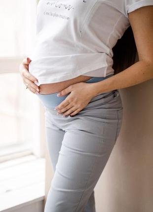 Штани для вагітних, майбутніх мам блакитні (штани для вагітних блакитні)2 фото