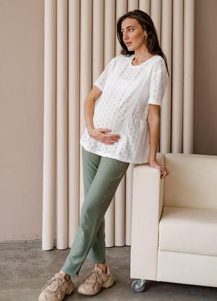 Штани для вагітних, лляні хакі (штани для вагітних лляні хакі)4 фото