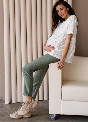 Штани для вагітних, лляні хакі (штани для вагітних лляні хакі)6 фото