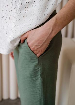 Штани для вагітних, лляні хакі (штани для вагітних лляні хакі)2 фото