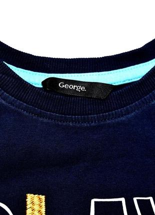 George  тёмно синяя футболка со слоганом  и вышивкой. 2-3 года8 фото
