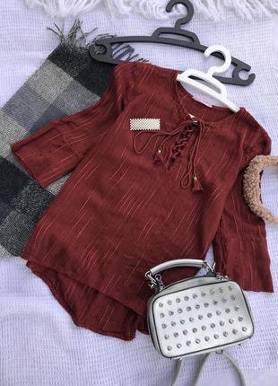 Трендова кофта світшот вишиванка блузка на шнурочках джемпер худи водолазка