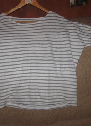 Реглан oversized полоска бело-серая 2