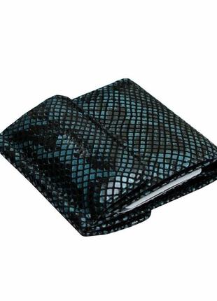 Гаманець смарагдовий, натуральна шкіра з тисненням під рептилію