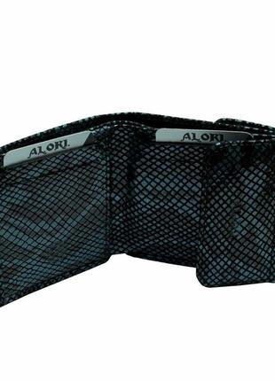 Гаманець смарагдовий, натуральна шкіра з тисненням під рептилію