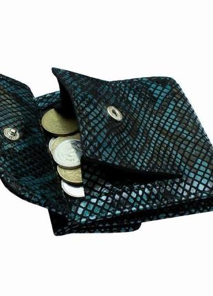 Гаманець смарагдовий, натуральна шкіра з тисненням під рептилію