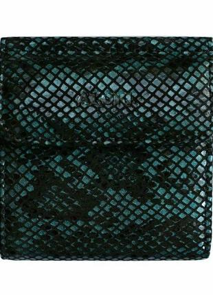 Гаманець смарагдовий, натуральна шкіра з тисненням під рептилію
