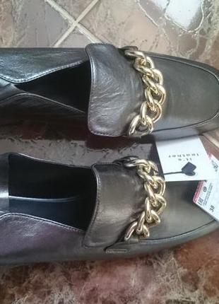 Оригинальн шлeпки туфли бренда zara.р..37-38. нат кожа.  склад: нат кожа1 фото