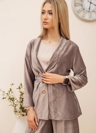 Пиджак женский велюровый цвет мокко3 фото