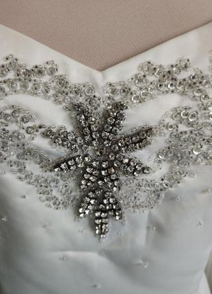 Платье-сарафан вечернее свадебное выпускное белое жемчужный цвет jump7 фото