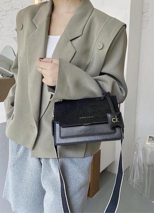 Стильная женская сумка, тренд сезона, модная черная сумочка через плечо