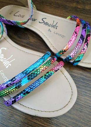 Сандалии шлепки босоножки яркий принт george анималистический принт под змеиную кожу змея кожа