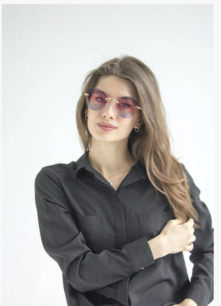 Модные солнцезащитные очки 2021 цвет:розово-голубой5 фото
