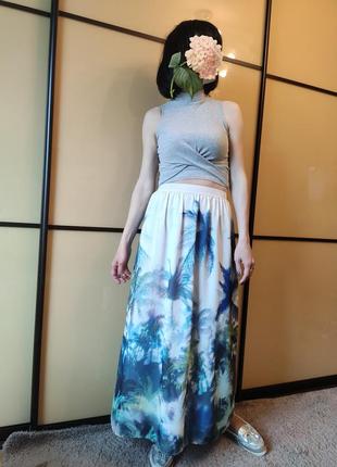 Длинна юбка в принт пальмы от promod1 фото