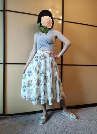Винтажная шифоновая юбка в цветочный принт миди от st. michail2 фото