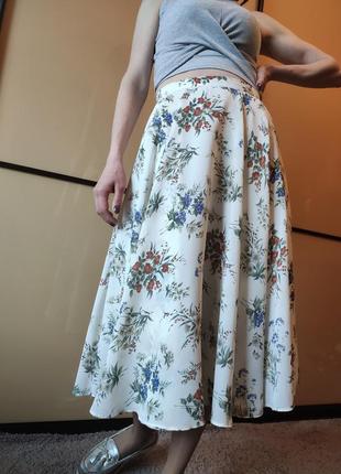 Винтажная шифоновая юбка в цветочный принт миди от st. michail6 фото