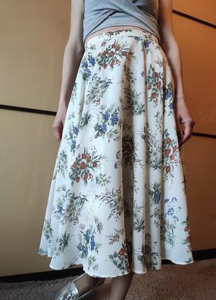 Винтажная шифоновая юбка в цветочный принт миди от st. michail5 фото