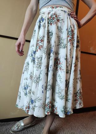 Винтажная шифоновая юбка в цветочный принт миди от st. michail3 фото