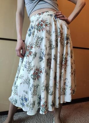 Винтажная шифоновая юбка в цветочный принт миди от st. michail4 фото