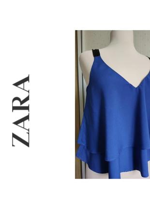 Блузка майка zara колір індиго кроп-топ 💙