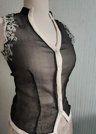 Блуза вышивка натуральный шелк трикотаж etincelle франция4 фото
