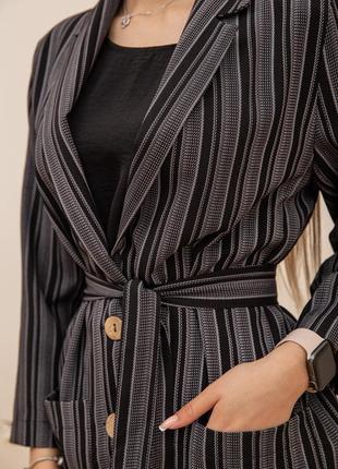 Пиджак женский в полоску цвет черный5 фото