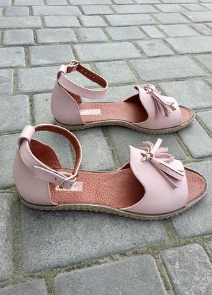 Босоніжки жіночі m.kraft 0532 косичка пудра (літо шкіра натуральна)3 фото