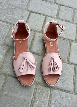 Босоніжки жіночі m.kraft 0532 косичка пудра (літо шкіра натуральна)5 фото